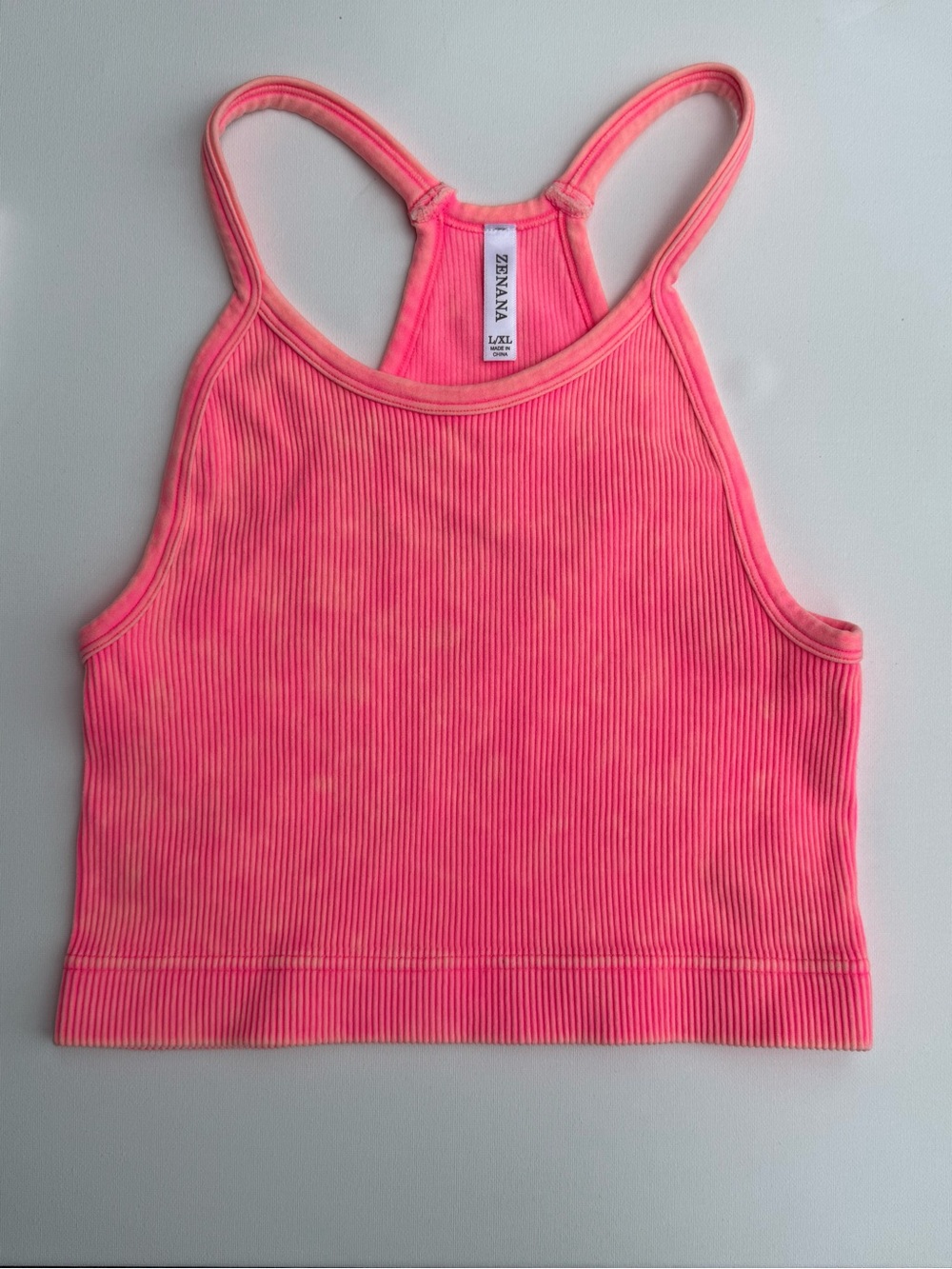 Zenana‎ Pink Ribbed Racerback Cropped Tank — L/XL - Picture 3 of 4